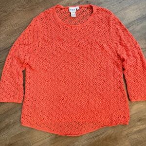 BFA Classics Women's XL Vintage Classic Coral Knit Crochet‎ Top Beach Swim Cover